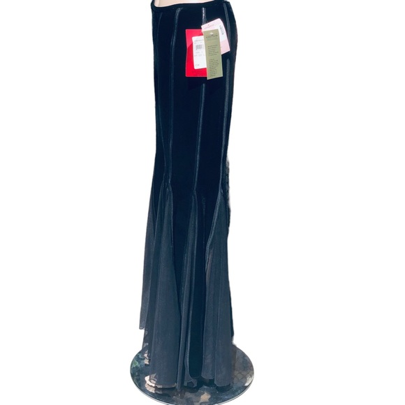 JS collections NWT black velvet bell bottom pants with sheer pant leg inlay sz 4 - Picture 5 of 14